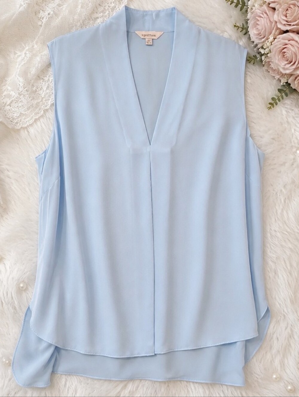 Vintage J Peterman Silk Tunic Blouse 18 Relaxed Boxy Fit Light Blue